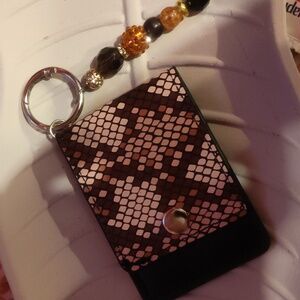 Snake Print Card Holder Keychain